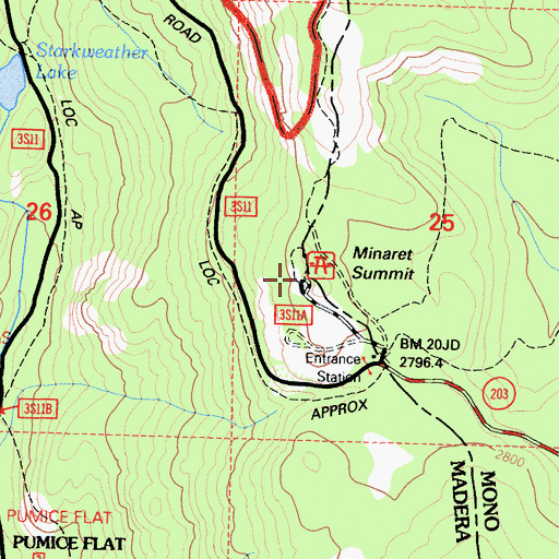 Topographic Map of Minaret Vista Interpretive Site, CA
