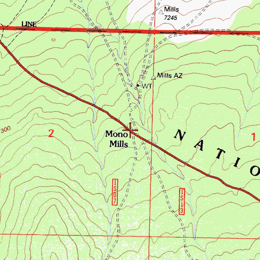 Topographic Map of Mono Mills Interpretive Site, CA