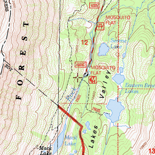 Topographic Map of Mono Pass Trailhead, CA