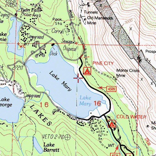 Topographic Map of Pine City Campground, CA