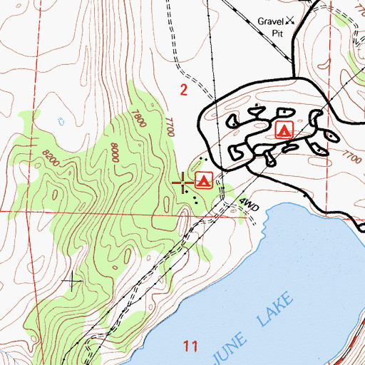 Topographic Map of Pine Cliff Campground, CA