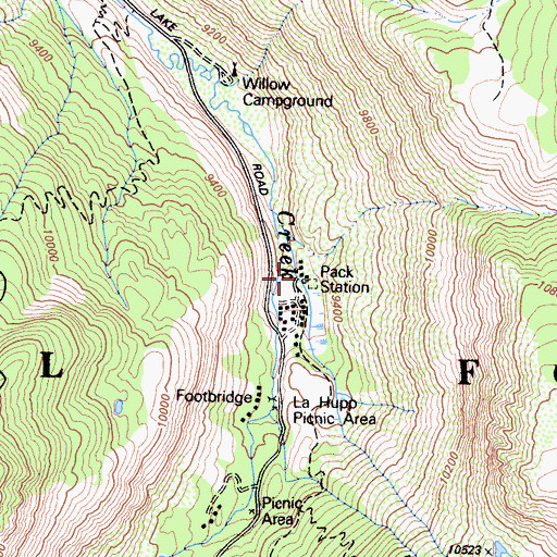Topographic Map of Rainbow Pack Station, CA