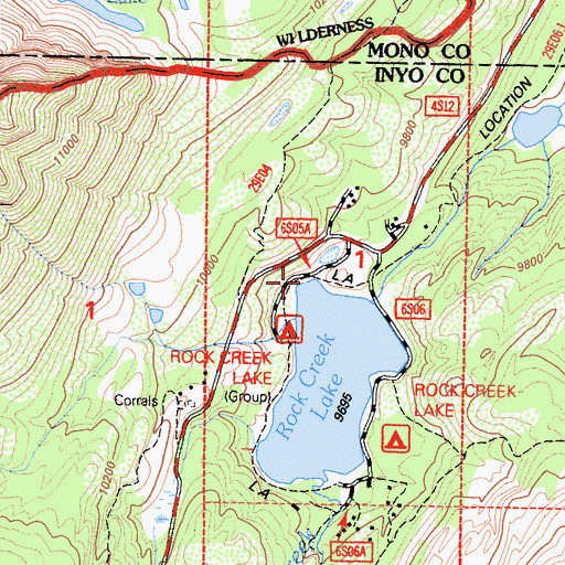 Topographic Map of Rock Creek Boating Site, CA