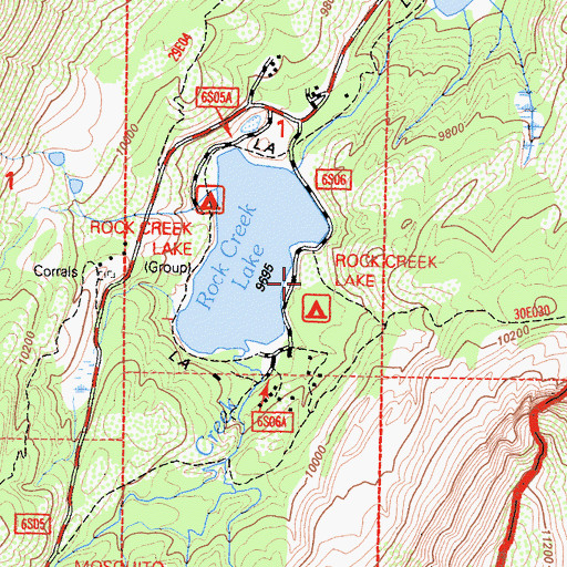 Topographic Map of Rock Creek Lake Picnic Site, CA