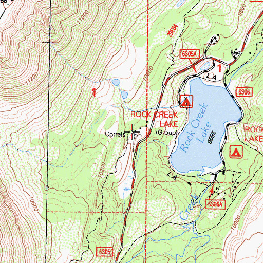 Topographic Map of Rock Creek Pack Station, CA