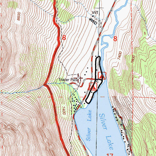 Topographic Map of Rush Creek Trailhead, CA