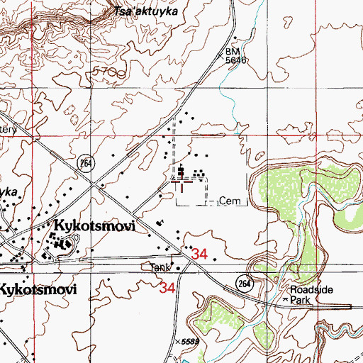 Topographic Map of Hopi Mission School, AZ