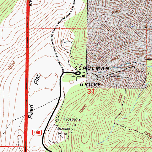 Topographic Map of Schulman-Methusalah Trailhead, CA