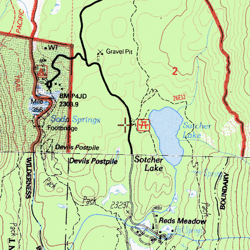 Topographic Map of Sotcher Lake Trailhead, CA