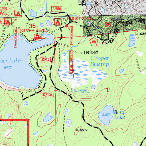 Topographic Map of Cooper Swamp, CA