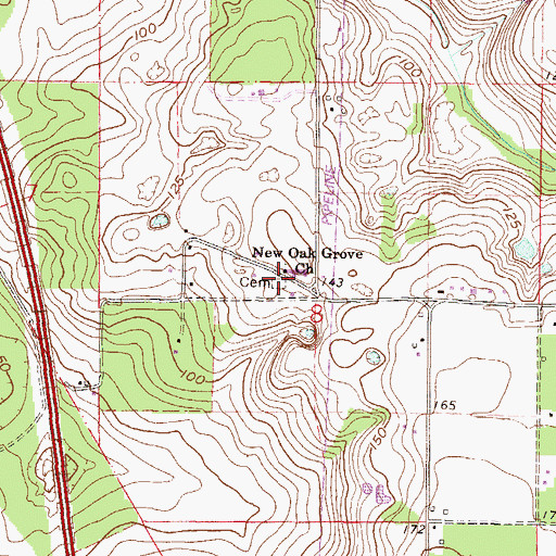 Topographic Map of New Oak Grove Cemetery, FL