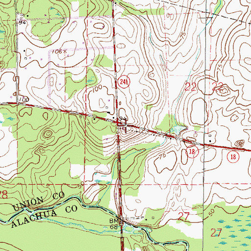 Topographic Map of Clay Electric Cooperative Bland Substation, FL