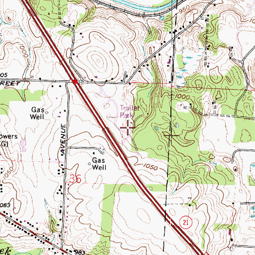 Topographic Map of Forty Corners Village, OH