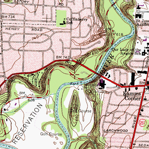 Topographic Map of Cleveland Metroparks Ranger Department, OH