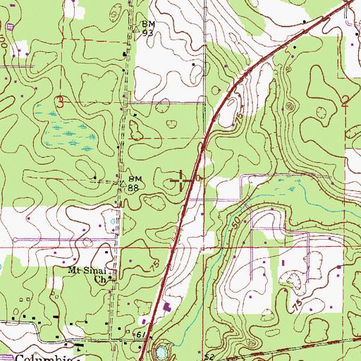 Topographic Map of Columbia Baptist Church, FL