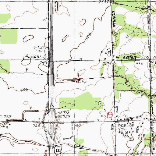 Topographic Map of Match-e-be-nash-she-wish Band of Pottawatomi Reservation, MI