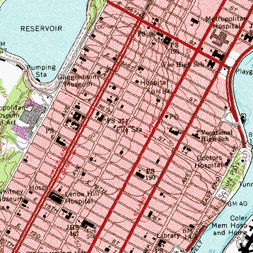 Topographic Map of Eightysixth Street Grande Theatre (historical), NY