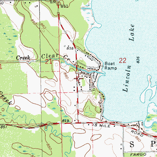 Topographic Map of Spencer Township Library, MI
