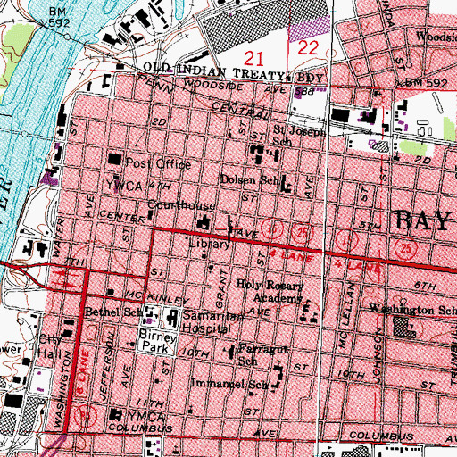 Topographic Map of Trinity Episcopal Church, MI