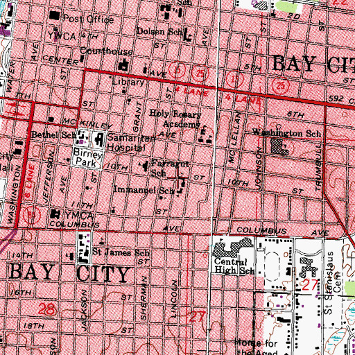 Topographic Map of Immanuel Lutheran Church, MI