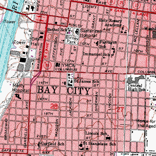 Topographic Map of Infant Prague Catholic Church, MI