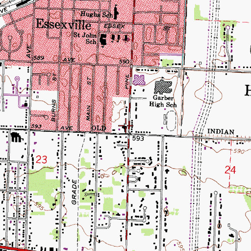 Topographic Map of Pilgrim Lutheran Church, MI
