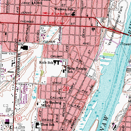 Topographic Map of Holy Trinity Catholic Church, MI