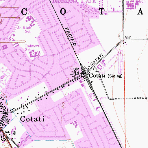 Topographic Map of Cotati, CA