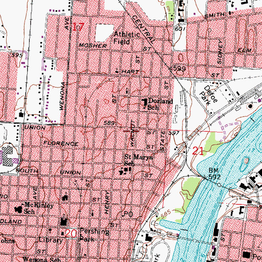 Topographic Map of Saint Mary's Catholic Parish, MI