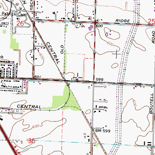 Topographic Map of Second Baptist Church, MI