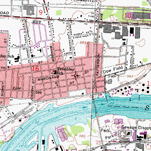 Topographic Map of Thoburn United Methodist Church, MI