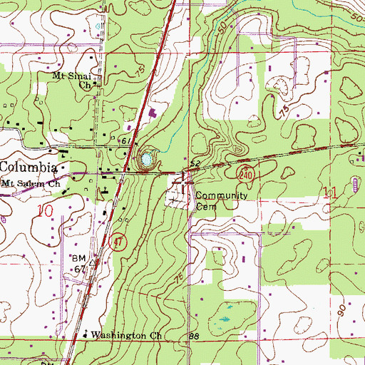 Topographic Map of Columbia Community Cemetery, FL
