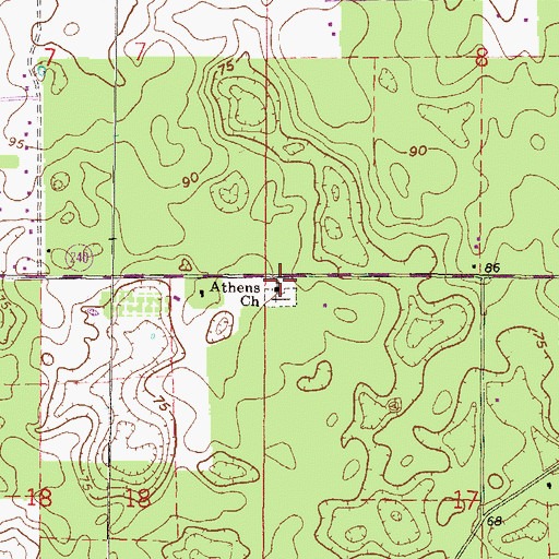 Topographic Map of Athens Baptist Church, FL