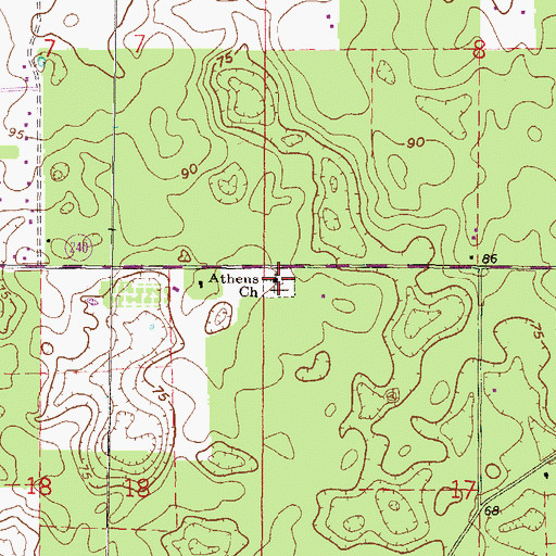 Topographic Map of Athens Cemetery, FL