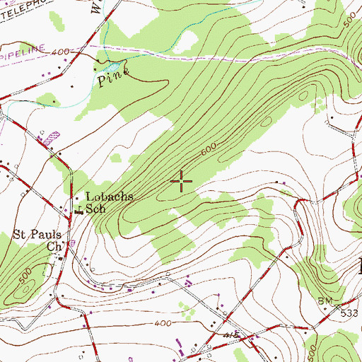 Topographic Map of Chimney Rocks, PA