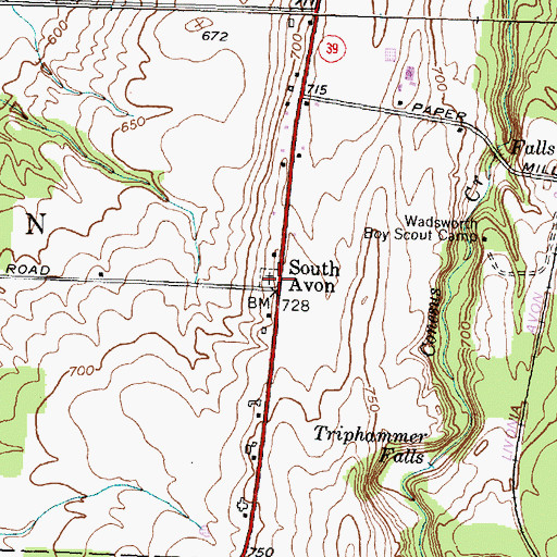 Topographic Map of South Avon Cemetery, NY
