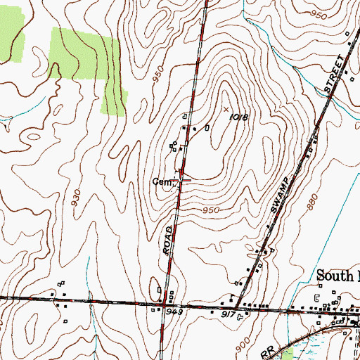 Topographic Map of Bronson Hill Cemetery, NY