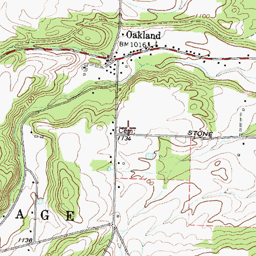 Topographic Map of Oakland Cemetery, NY