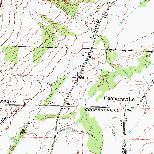 Topographic Map of Coopersville - Jones Cemetery, NY
