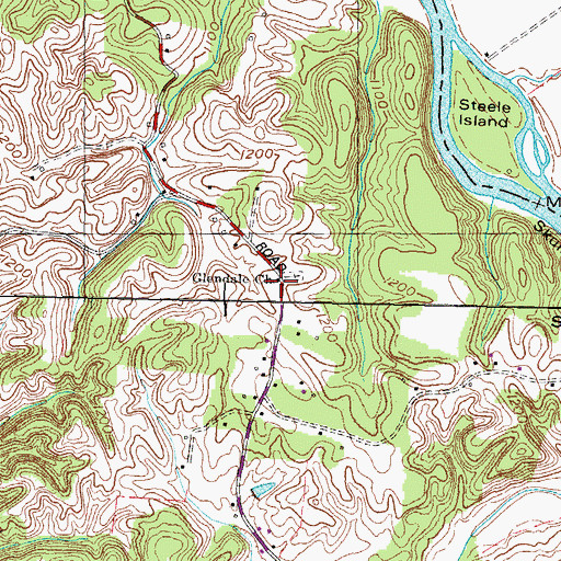 Topographic Map of Glendale, TN