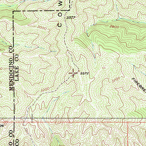 Topographic Map of Cow Mountain Ridge, CA