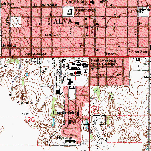 Topographic Map of Northwestern Oklahoma State University, OK