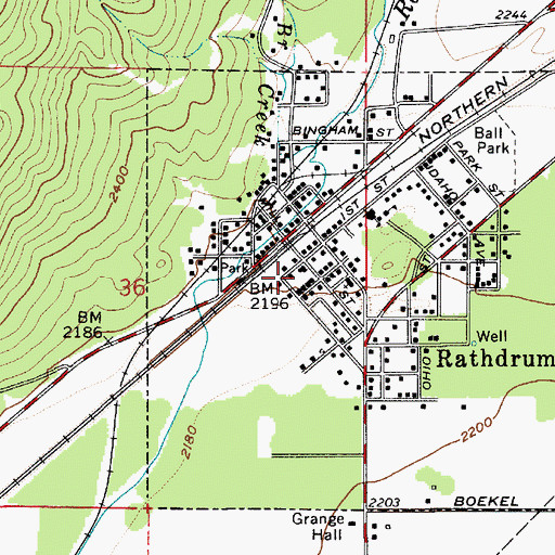 Topographic Map of Rathdrum Police Department, ID