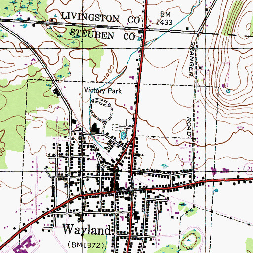 Topographic Map of Wayland Village Cemetery, NY