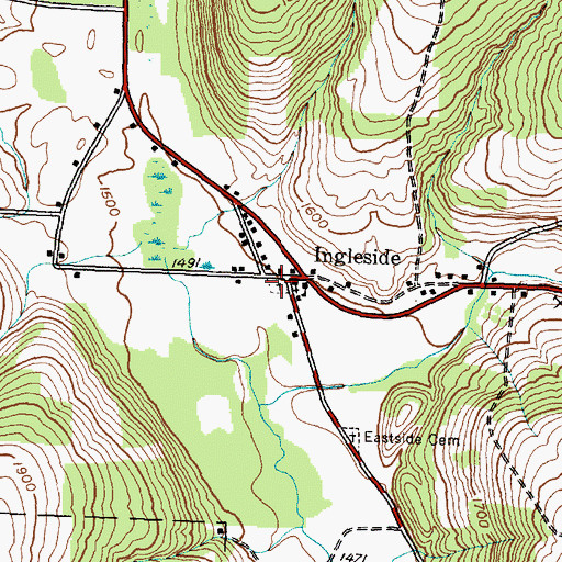 Topographic Map of Old Ingleside Cemetery, NY