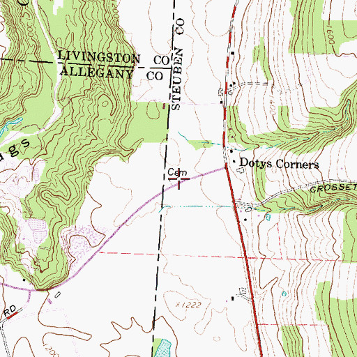 Topographic Map of Doty's Corners Cemetery, NY