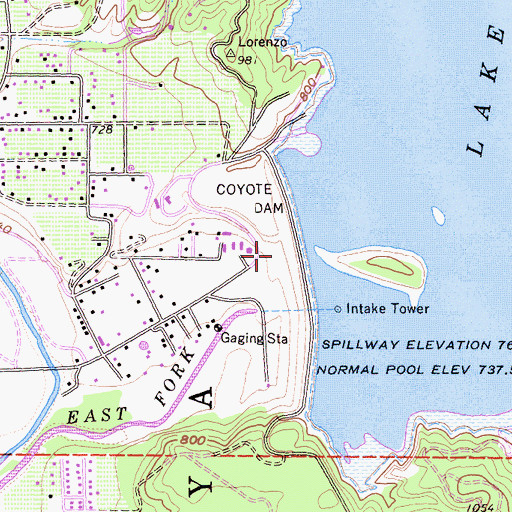 Topographic Map of Coyote Dam, CA