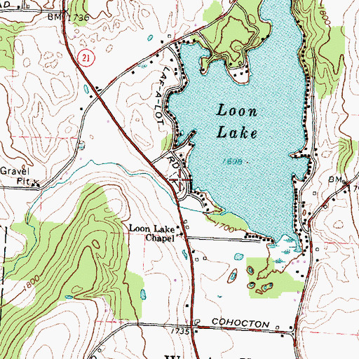 Topographic Map of Lakeside Cemetery, NY