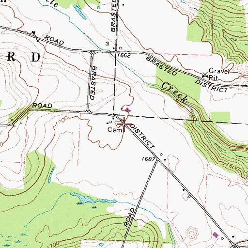 Topographic Map of Allen Cemetery, NY
