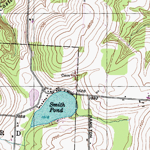 Topographic Map of Smith Pond Cemetery, NY